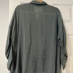 Maven Green silk button down blouse